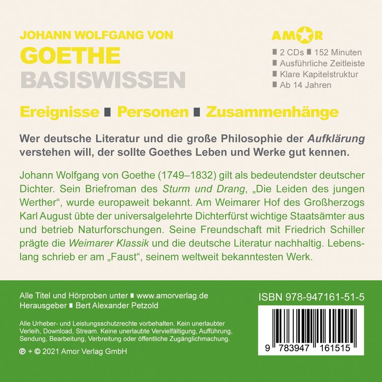 Produktbild: Johann Wolfgang von Goethe &shy;(2 CDs) &ndash; Basiswissen