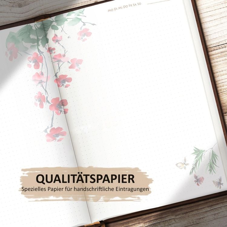 Tagebuch illustriert mit Aquarellmalerei und schönen Sprüchen zum Nachdenken