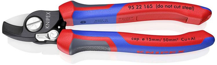 Produktbild: Knipex 95 22 165 Kabelschere Geeignet f&uuml;r (Abisoliertechnik) Alu- und Kupferkabel, ein- und mehrdr&auml;htig 15 mm 50 mm&sup2; 0