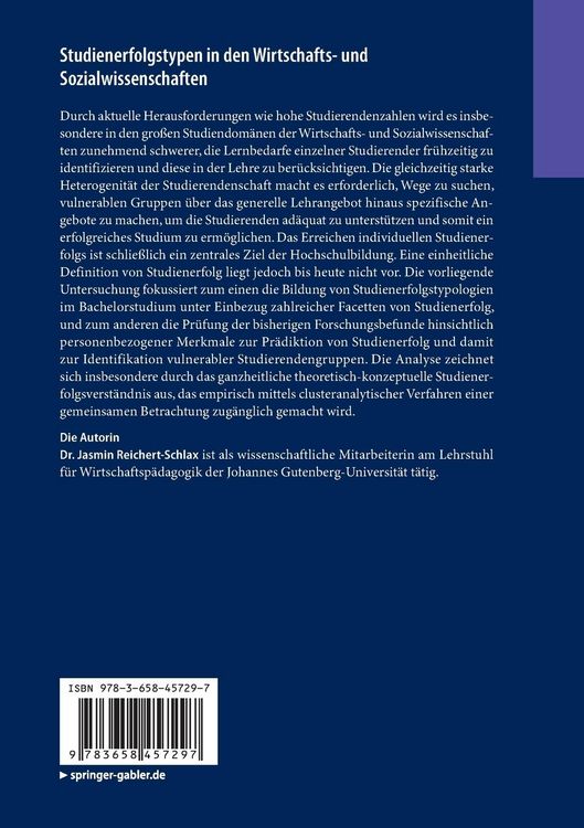 Produktbild: Studienerfolgstypen in den Wirtschafts- und Sozialwissenschaften