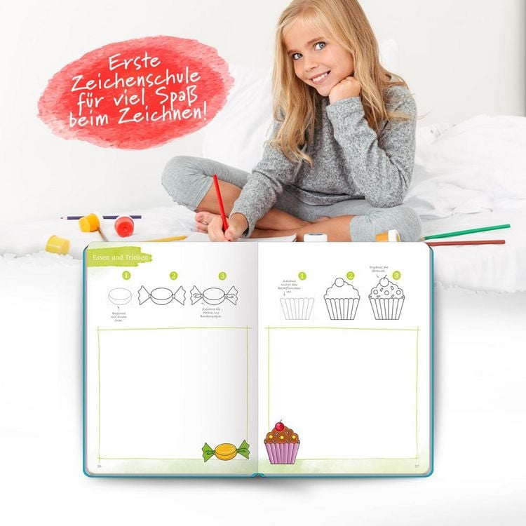 Produktbild: Tr&ouml;tsch Erste Zeichenschule 100 Motive Zeichnen in 4 Schritten Malbuch