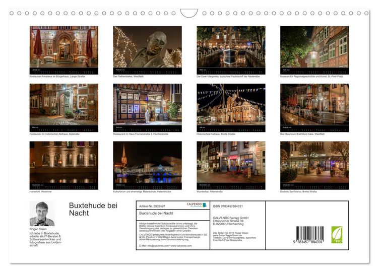 Produktbild: Buxtehude bei Nacht (Wandkalender 2026 DIN A3 quer), CALVENDO Monatskalender