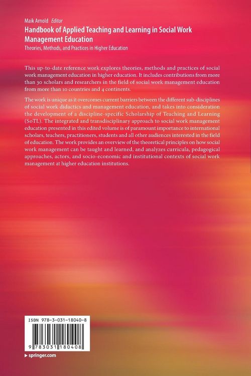 Produktbild: Handbook of Applied Teaching and Learning in Social Work Management Education