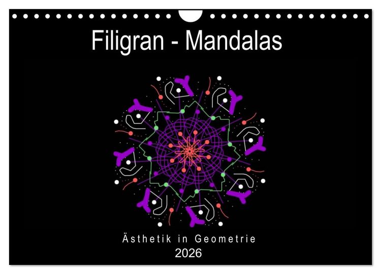 Produktbild: Filigran - Mandalas (Wandkalender 2026 DIN A4 quer), CALVENDO Monatskalender