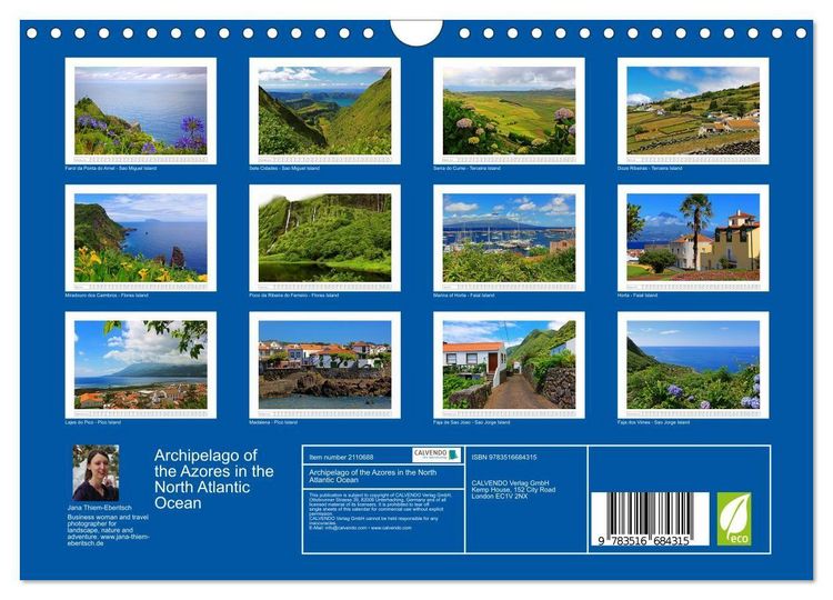 Produktbild: Archipelago of the Azores in the North Atlantic Ocean (Wall Calendar 2026 DIN A4 landscape), CALVENDO 12 Month Wall Calendar