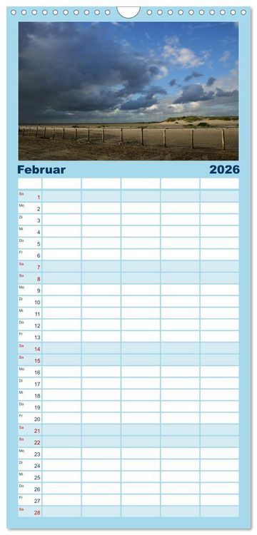 Produktbild: Familienplaner 2026 - Nordsee - Lichtstimmungen an der K&uuml;ste mit 5 Spalten (Wandkalender, 21 x 45 cm) CALVENDO