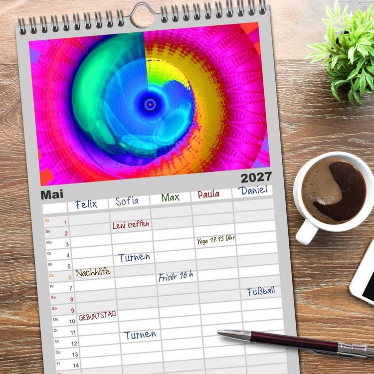 Produktbild: Familienplaner 2027 - Energie-Spiralen mit 5 Spalten (Wandkalender, 21 x 45 cm) CALVENDO