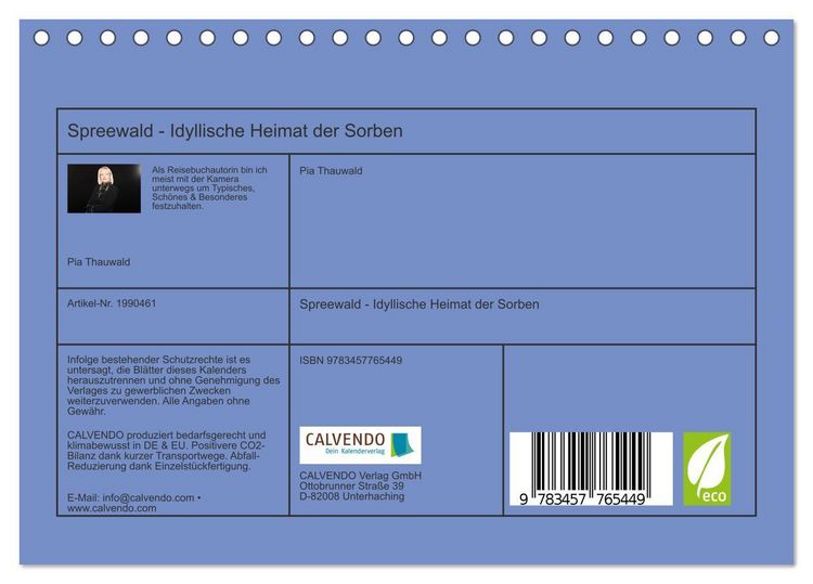 Produktbild: Spreewald - Idyllische Heimat der Sorben (Tischkalender 2026 DIN A5 quer), CALVENDO Monatskalender