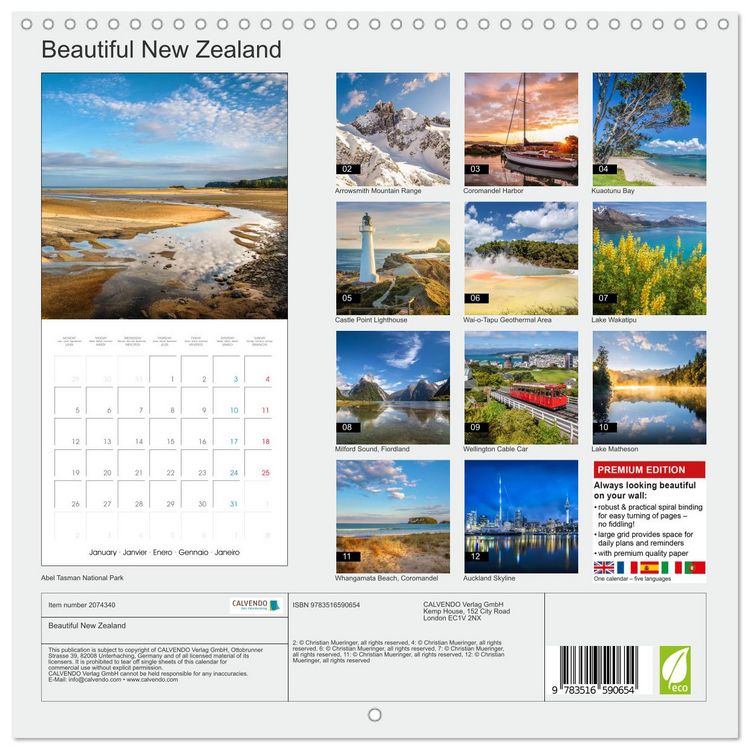 Produktbild: Beautiful New Zealand (Wall Calendar 2026 12 &times; 12 Inch) CALVENDO 12 Month Wall Calendar