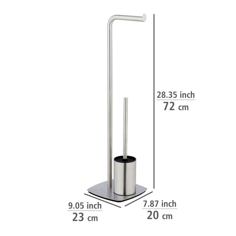 Produktbild: Stand WC-Garnitur Mod. Iria, Edelstahl matt, mit WC-Papierrollenhalter und WC-B&uuml;rste