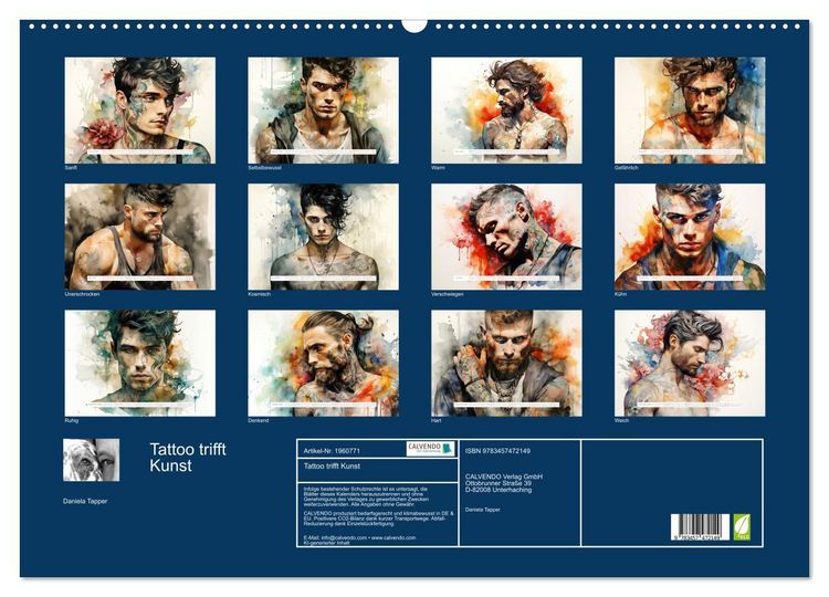 Produktbild: Tattoo trifft Kunst (Wandkalender 2026 DIN A2 quer), CALVENDO Monatskalender