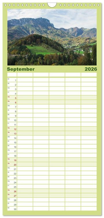 Produktbild: Familienplaner 2026 - Seen - Berge - Salzkammergut mit 5 Spalten (Wandkalender, 21 x 45 cm) CALVENDO