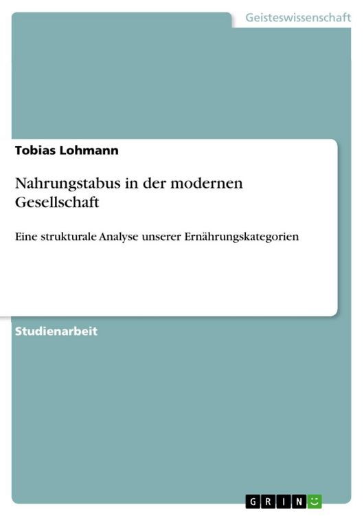 Produktbild: Nahrungstabus in der modernen Gesellschaft