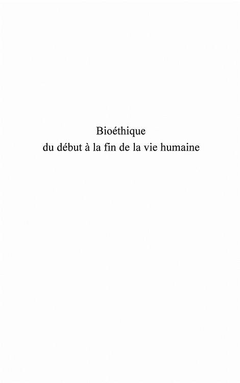 Produktbild: Bioethique du debut a la fin de la vie humaine