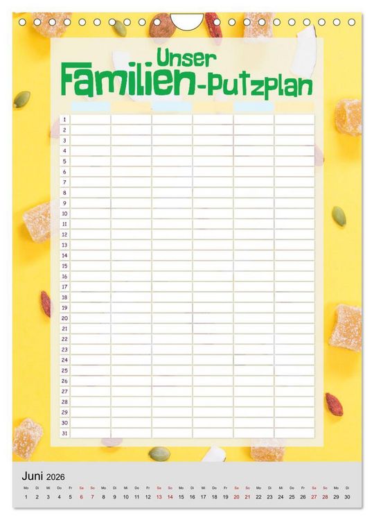 Produktbild: Unser Familien-Putzplan & Kalender 2026 (Wandkalender 2026 DIN A4 hoch), CALVENDO Monatskalender