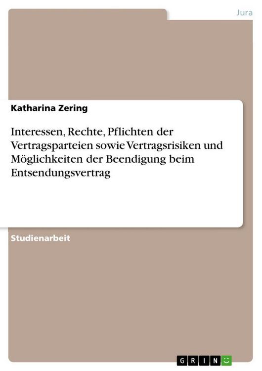 Produktbild: Interessen, Rechte, Pflichten der Vertragsparteien sowie Vertragsrisiken und M&ouml;glichkeiten der Beendigung beim Entsendungsvertrag