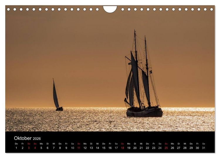 Produktbild: Windjammer auf der Ostsee im Abendlicht (Wandkalender 2026 DIN A4 quer), CALVENDO Monatskalender