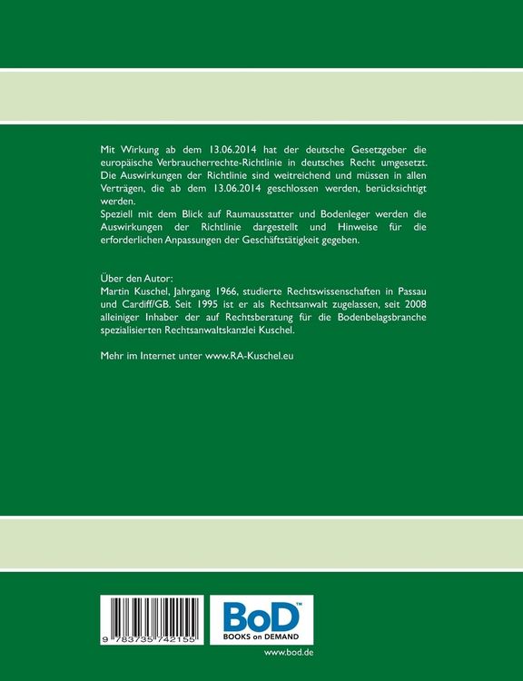 Produktbild: Verbraucherrechterichtlinie f&uuml;r Raumausstatter und Bodenleger