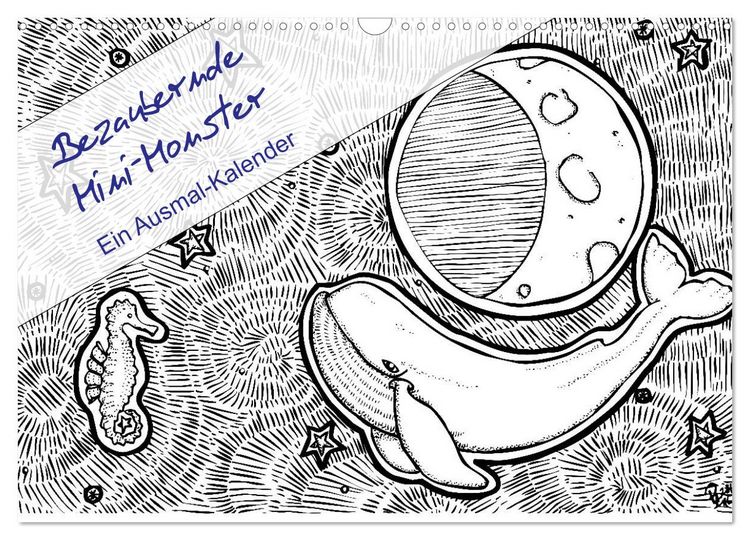 Produktbild: Bezaubernde Mini-Monster - Ein Ausmal-Kalender (Wandkalender 2026 DIN A3 quer), CALVENDO Monatskalender