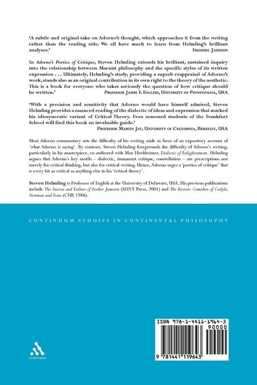 Produktbild: Adorno's Poetics of Critique