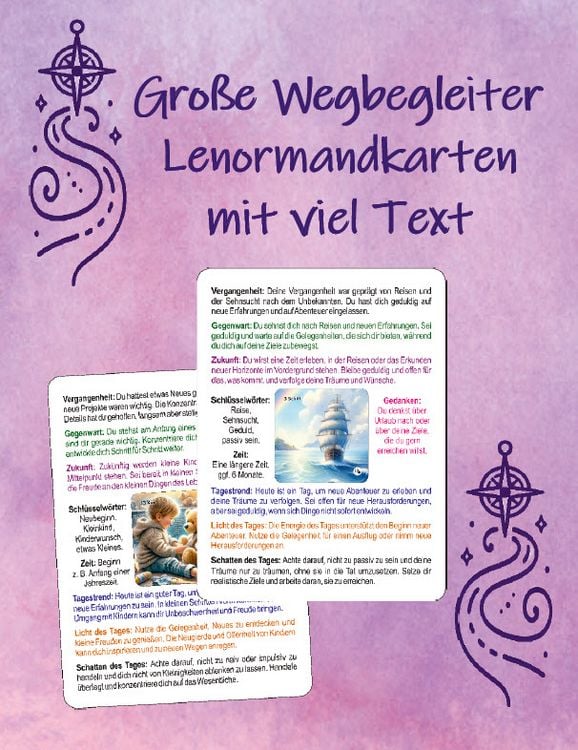 Produktbild: Große Wegbegleiter Lenormandkarten mit viel Text