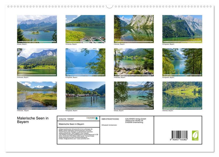 Produktbild: Malerische Seen in Bayern (hochwertiger Premium Wandkalender 2026 DIN A2 quer), Kunstdruck in Hochglanz