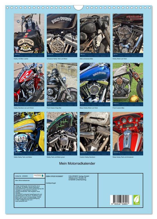Produktbild: Mein Motorradkalender (Wandkalender 2026 DIN A3 hoch), CALVENDO Monatskalender