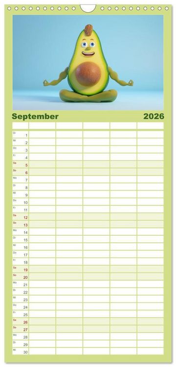 Produktbild: Familienplaner 2026 - Vegane Power - Kalender f&uuml;r Veganer, Vegetarier und alle Pflanzenfans mit 5 Spalten (Wandkalender, 21 x 45 cm) CALVENDO