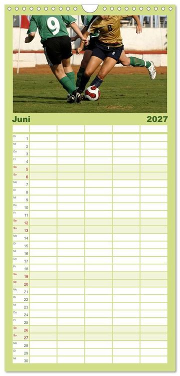 Produktbild: Familienplaner 2027 - Fu&szlig;ball - pure Leidenschaft mit 5 Spalten (Wandkalender, 21 x 45 cm) CALVENDO