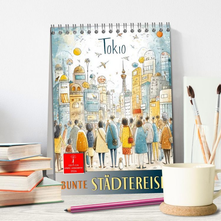 Produktbild: Bunte Weltreise (Tischkalender 2026 DIN A5 hoch), CALVENDO Monatskalender