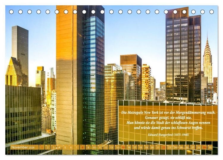 Produktbild: New York Ansichten - Literaturkalender (Tischkalender 2026 DIN A5 quer), CALVENDO Monatskalender