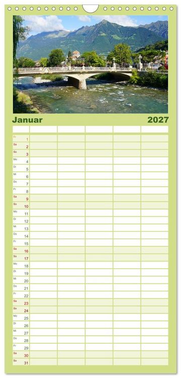 Produktbild: Familienplaner 2027 - Spaziergang in Meran mit 5 Spalten (Wandkalender, 21 x 45 cm) CALVENDO