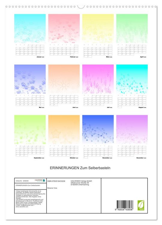 Produktbild: ERINNERUNGEN Zum Selberbasteln (hochwertiger Premium Wandkalender 2026 DIN A2 hoch), Kunstdruck in Hochglanz