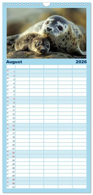 Produktbild: Familienplaner 2026 - Tierkinder des Nordens mit 5 Spalten (Wandkalender, 21 x 45 cm) CALVENDO