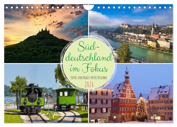 Produktbild: S&uuml;ddeutschland im Fokus (Wandkalender 2026 DIN A4 quer), CALVENDO Monatskalender