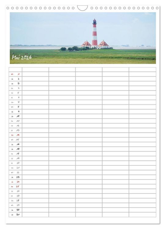 Produktbild: Nordfriesland - Familienplaner (Wandkalender 2026 DIN A3 hoch), CALVENDO Monatskalender