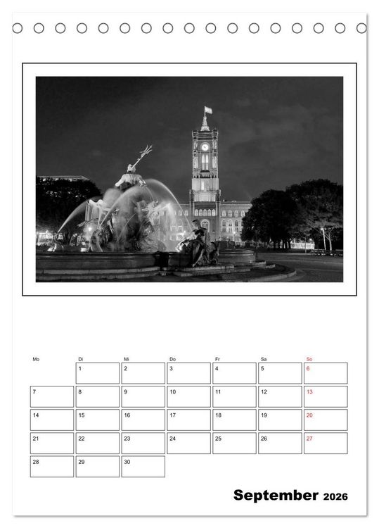 Produktbild: Berlin black & white (Tischkalender 2026 DIN A5 hoch), CALVENDO Monatskalender