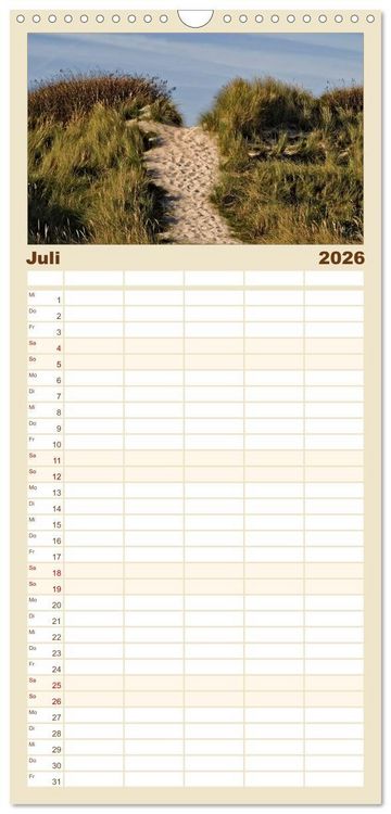 Produktbild: Familienplaner 2026 - Helgoland und die D&uuml;ne mit 5 Spalten (Wandkalender, 21 x 45 cm) CALVENDO