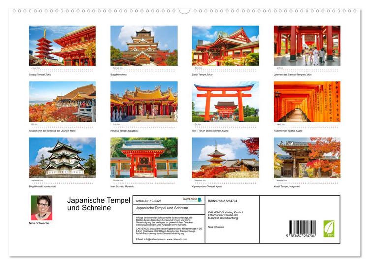 Produktbild: Japanische Tempel und Schreine (hochwertiger Premium Wandkalender 2026 DIN A2 quer), Kunstdruck in Hochglanz