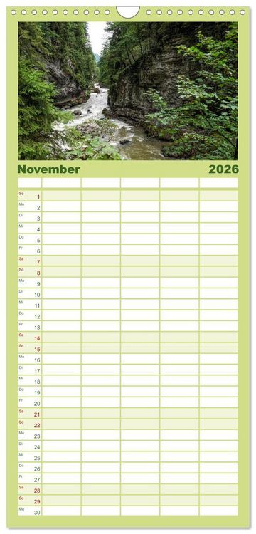 Produktbild: Familienplaner 2026 - Allg&auml;u - Natur pur mit 5 Spalten (Wandkalender, 21 x 45 cm) CALVENDO