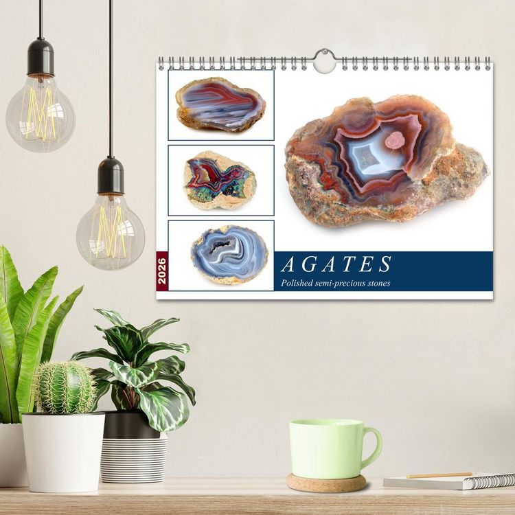 Produktbild: Agates - Polished semi-precious stones (Wall Calendar 2026 DIN A4 landscape), CALVENDO 12 Month Wall Calendar