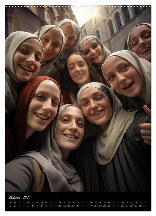 Produktbild: Mittelalterselfies (hochwertiger Premium Wandkalender 2026 DIN A2 hoch), Kunstdruck in Hochglanz