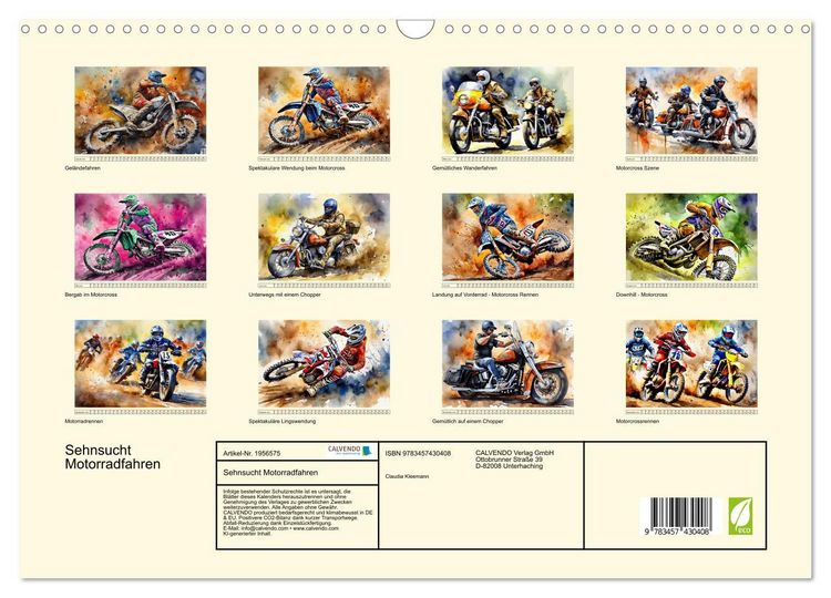 Produktbild: Sehnsucht Motorradfahren (Wandkalender 2026 DIN A3 quer), CALVENDO Monatskalender