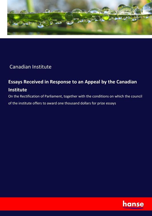 Produktbild: Essays Received in Response to an Appeal by the Canadian Institute
