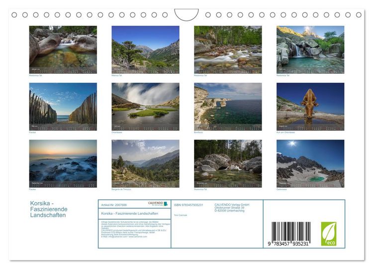 Produktbild: Korsika - Faszinierende Landschaften (Wandkalender 2026 DIN A4 quer), CALVENDO Monatskalender