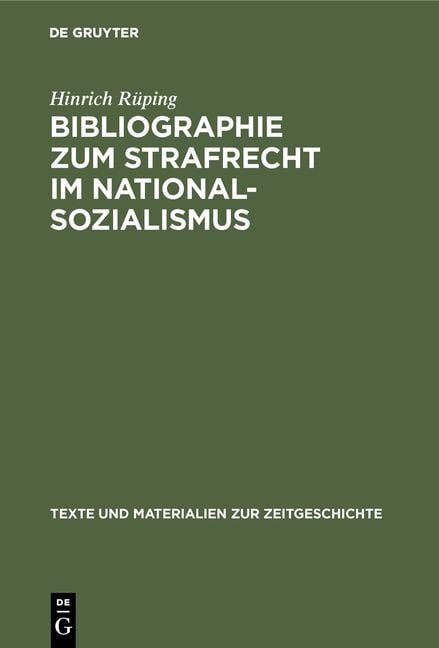 Produktbild: Bibliographie zum Strafrecht im Nationalsozialismus