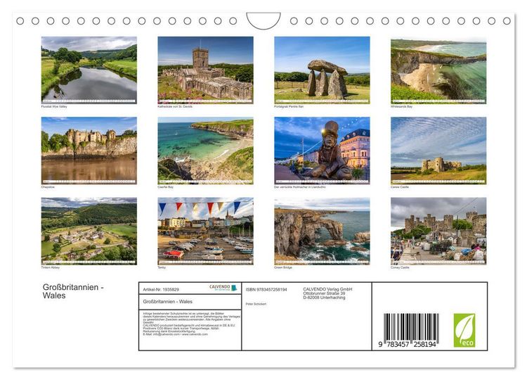 Produktbild: Gro&szlig;britannien - Wales (Wandkalender 2026 DIN A4 quer), CALVENDO Monatskalender