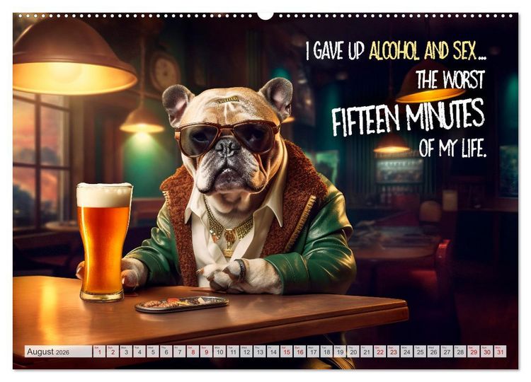 Produktbild: Crazy dogs COOL SAYINGS (Wall Calendar 2026 DIN A2 landscape), CALVENDO 12 Month Wall Calendar