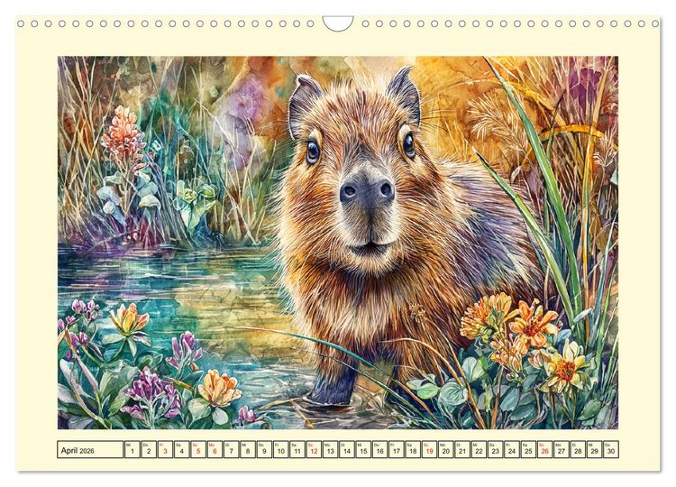 Produktbild: Wasserschweine. Bezaubernde Capybaras in der Natur (Wandkalender 2026 DIN A3 quer), CALVENDO Monatskalender