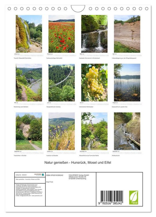 Produktbild: Natur genie&szlig;en - Hunsr&uuml;ck, Mosel und Eifel (Wandkalender 2026 DIN A4 hoch), CALVENDO Monatskalender